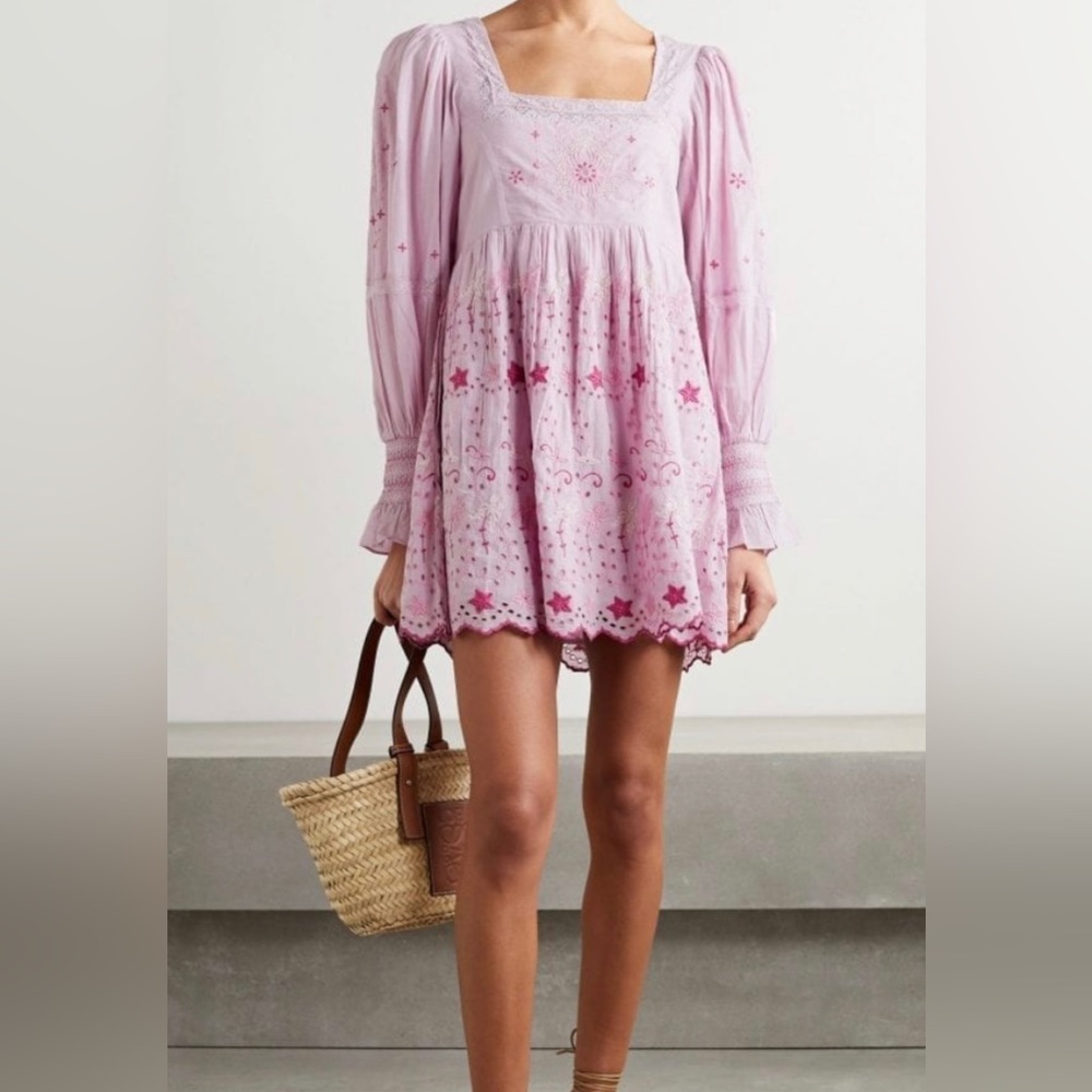 Loveshackfancy Freja Dress sz:2, color: Lavender Fields, long sleeve Embroidered